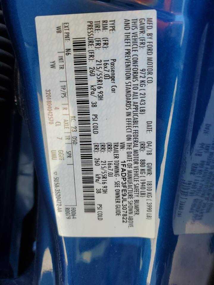 1FADP3FE9JL307822 2018 Ford Focus Se