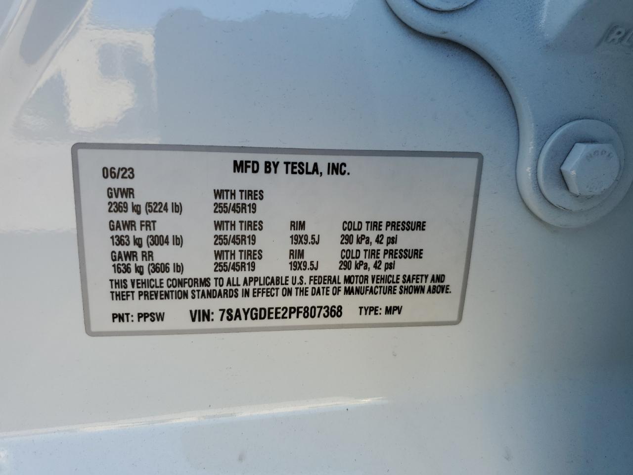 7SAYGDEE2PF807368 2023 Tesla Model Y