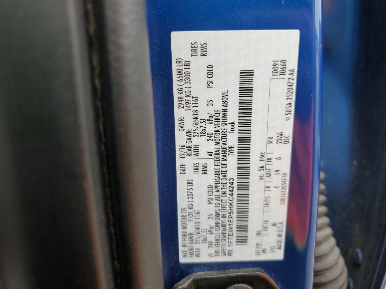 1FTEW1EP5HKC44243 2017 Ford F150 Supercrew