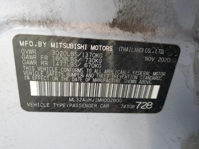 2021 MITSUBISHI MIRAGE ES ML32AUHJ1MH002800