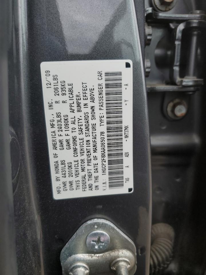 1HGCP2F8XAA065078 2010 Honda Accord Exl