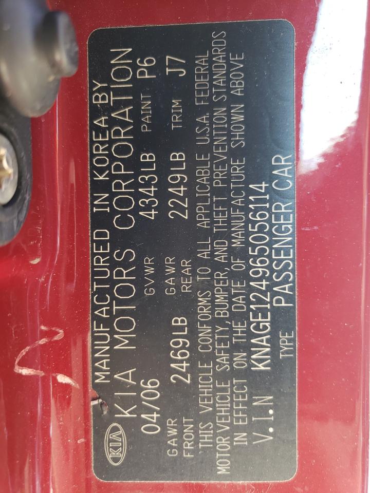KNAGE124965056114 2006 Kia Optima Lx