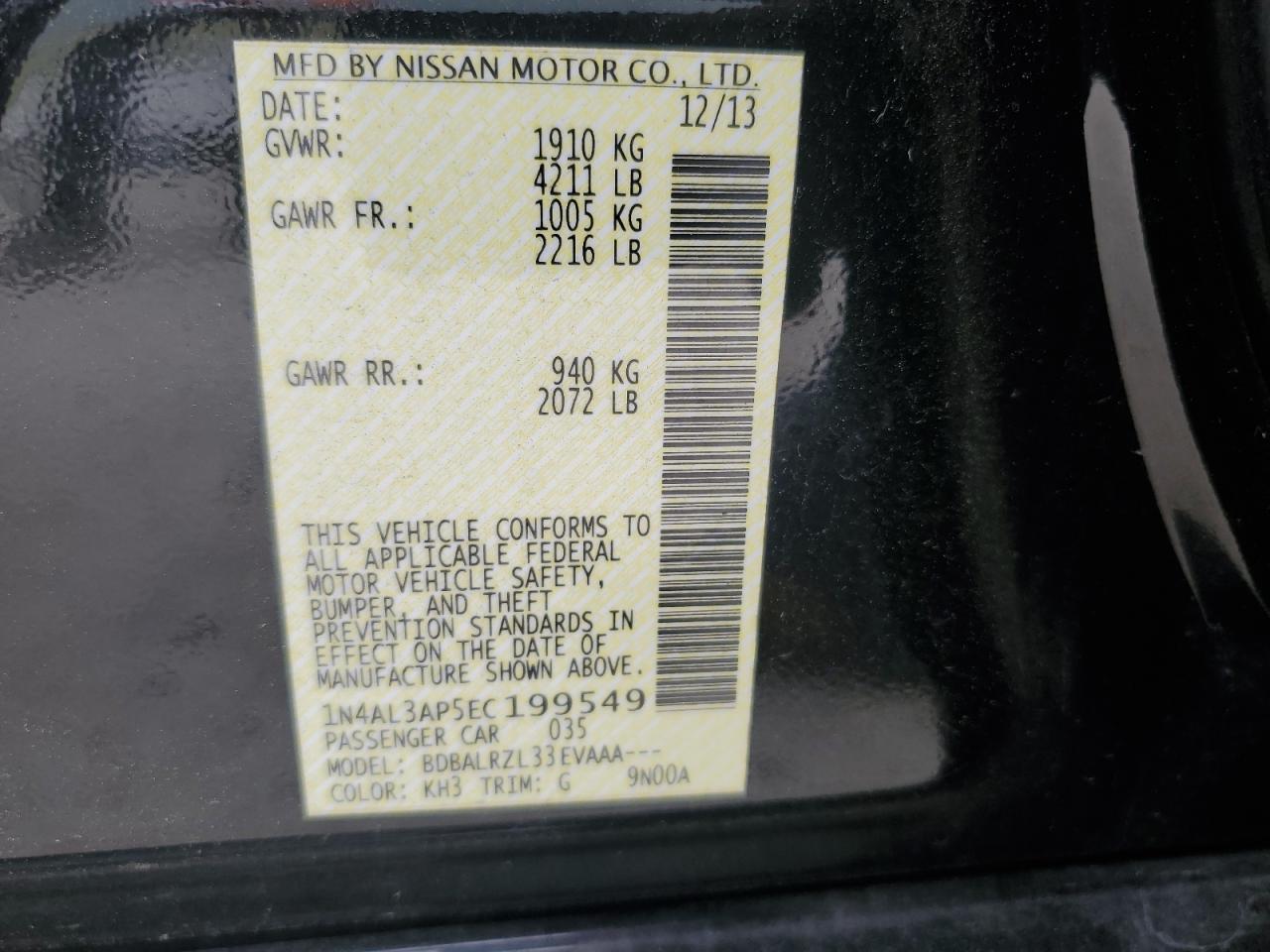 1N4AL3AP5EC199549 2014 Nissan Altima 2.5