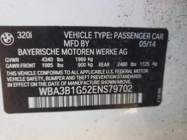 2014 BMW 320 I VIN: WBA3B1G52ENS79702 Lot: 55296084