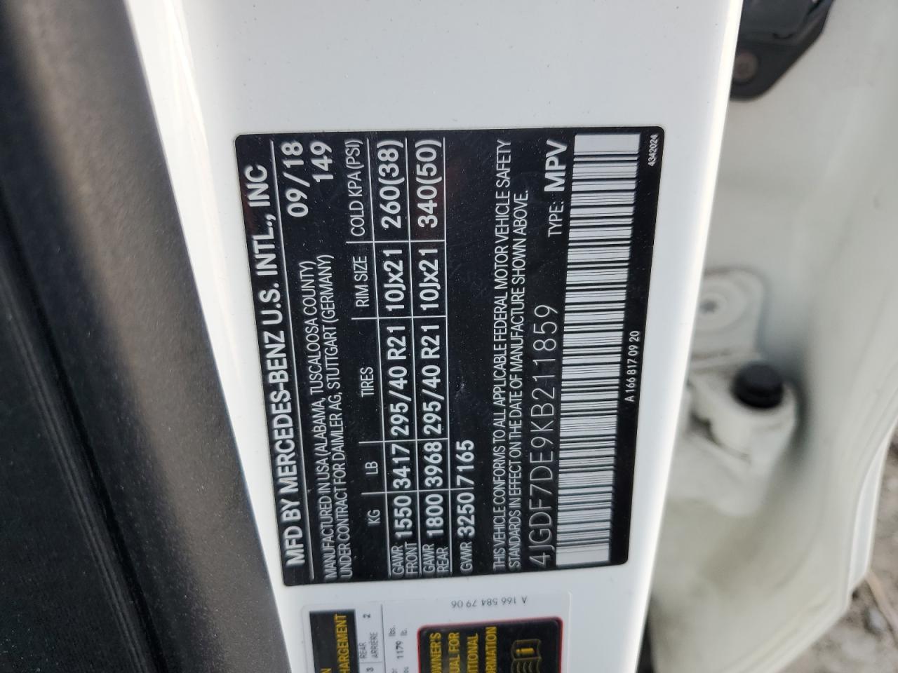 4JGDF7DE9KB211859 2019 Mercedes-Benz Gls 550 4Matic