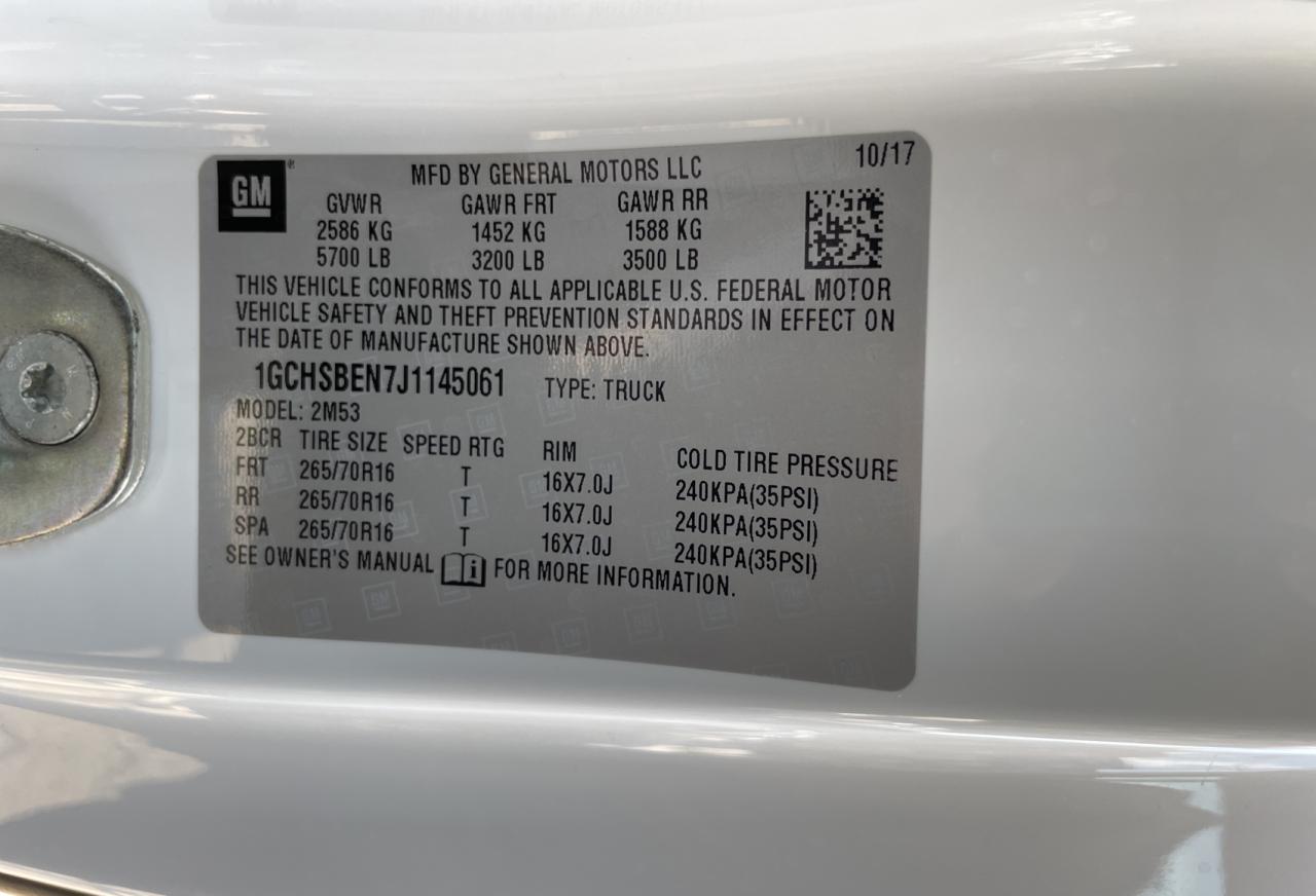 1GCHSBEN7J1145061 2018 Chevrolet Colorado