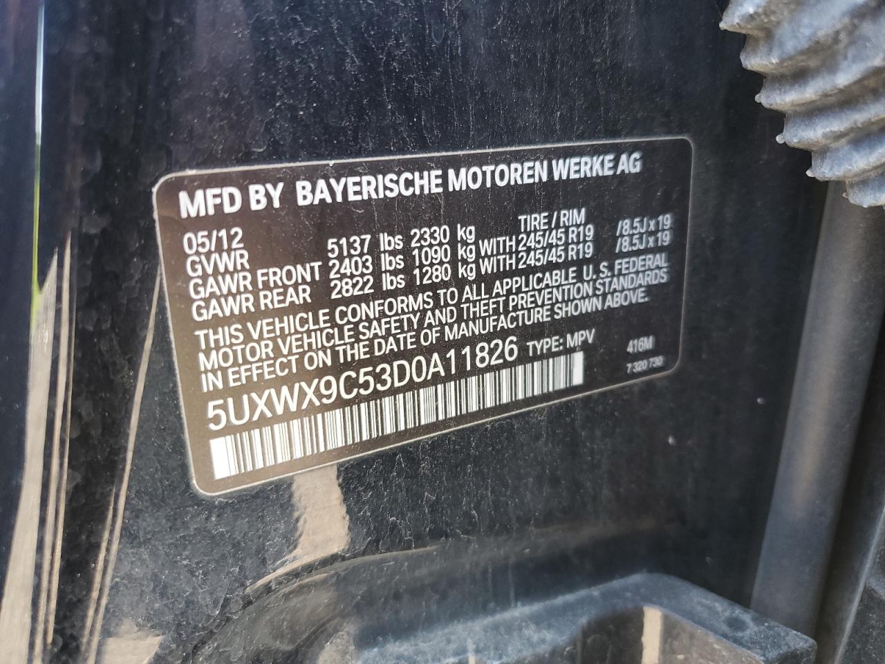 5UXWX9C53D0A11826 2013 BMW X3 xDrive28I