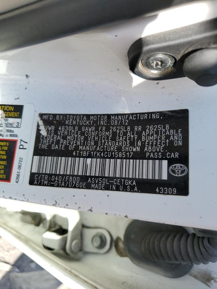 4T1BF1FK4CU158517 2012 Toyota Camry Base