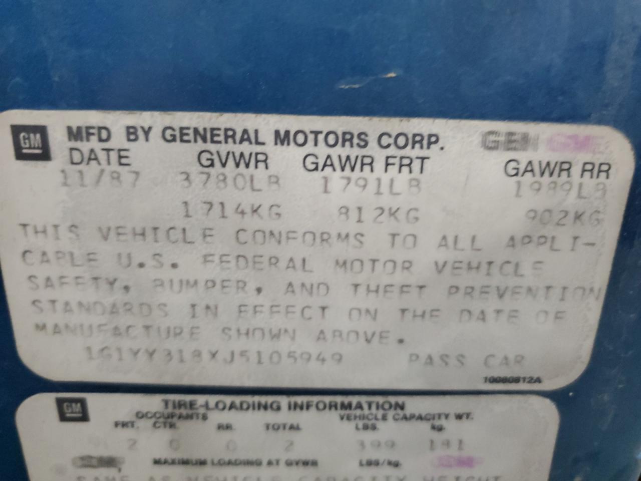 1G1YY318XJ5105949 1988 Chevrolet Corvette