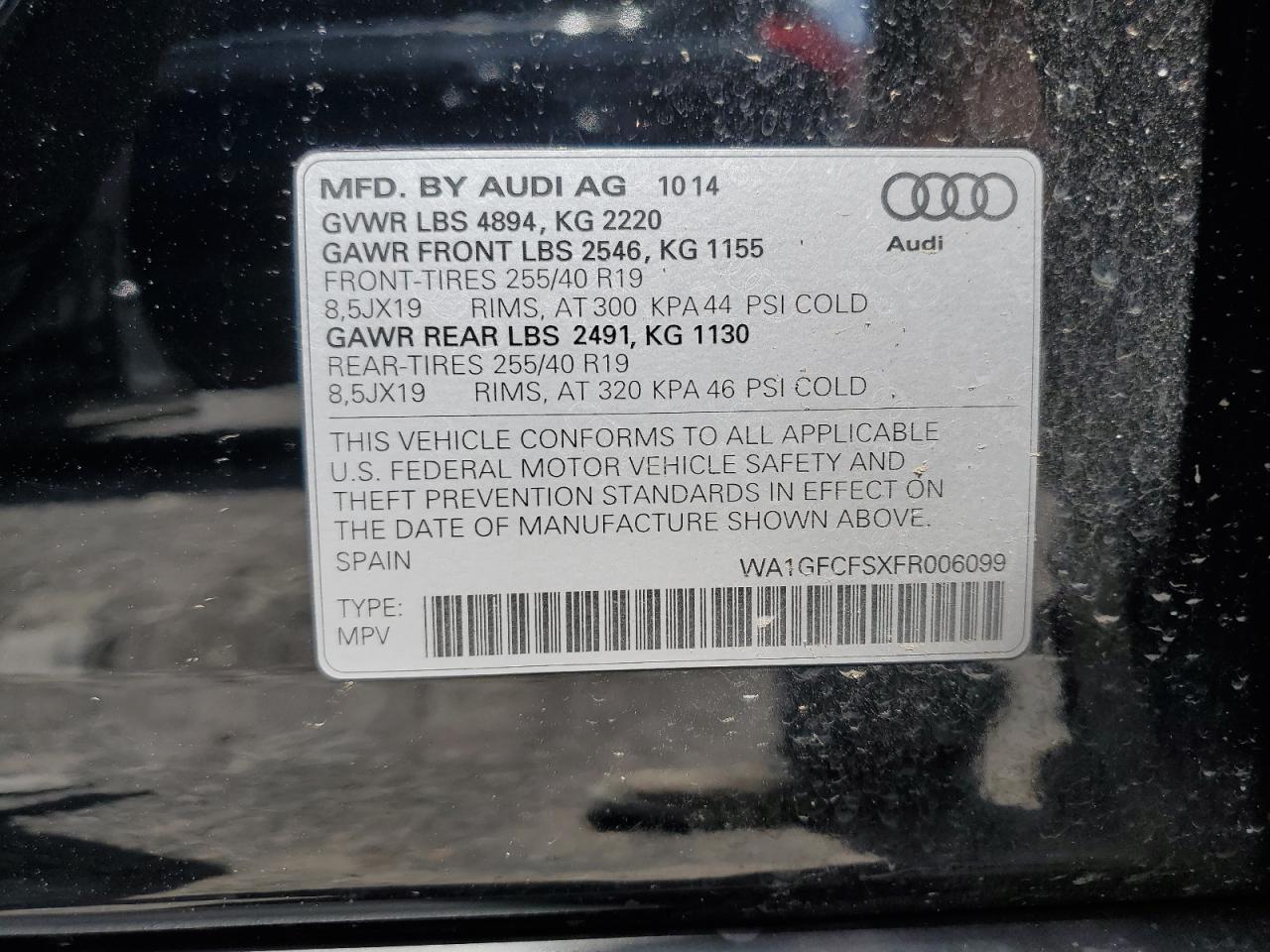 WA1GFCFSXFR006099 2015 Audi Q3 Prestige