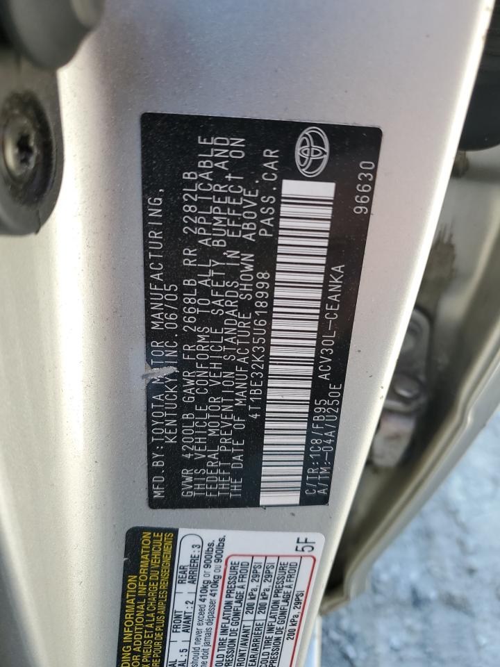 4T1BE32K35U618998 2005 Toyota Camry Le