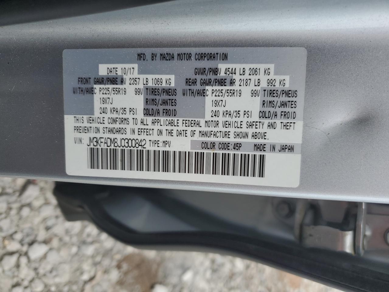 JM3KFADM8J0300842 2018 Mazda Cx-5 Grand Touring