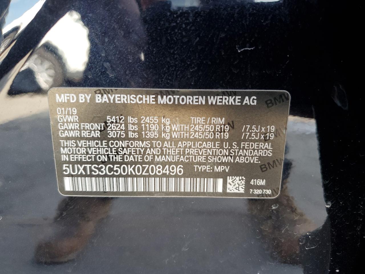 5UXTS3C50K0Z08496 2019 BMW X3 xDrivem40I