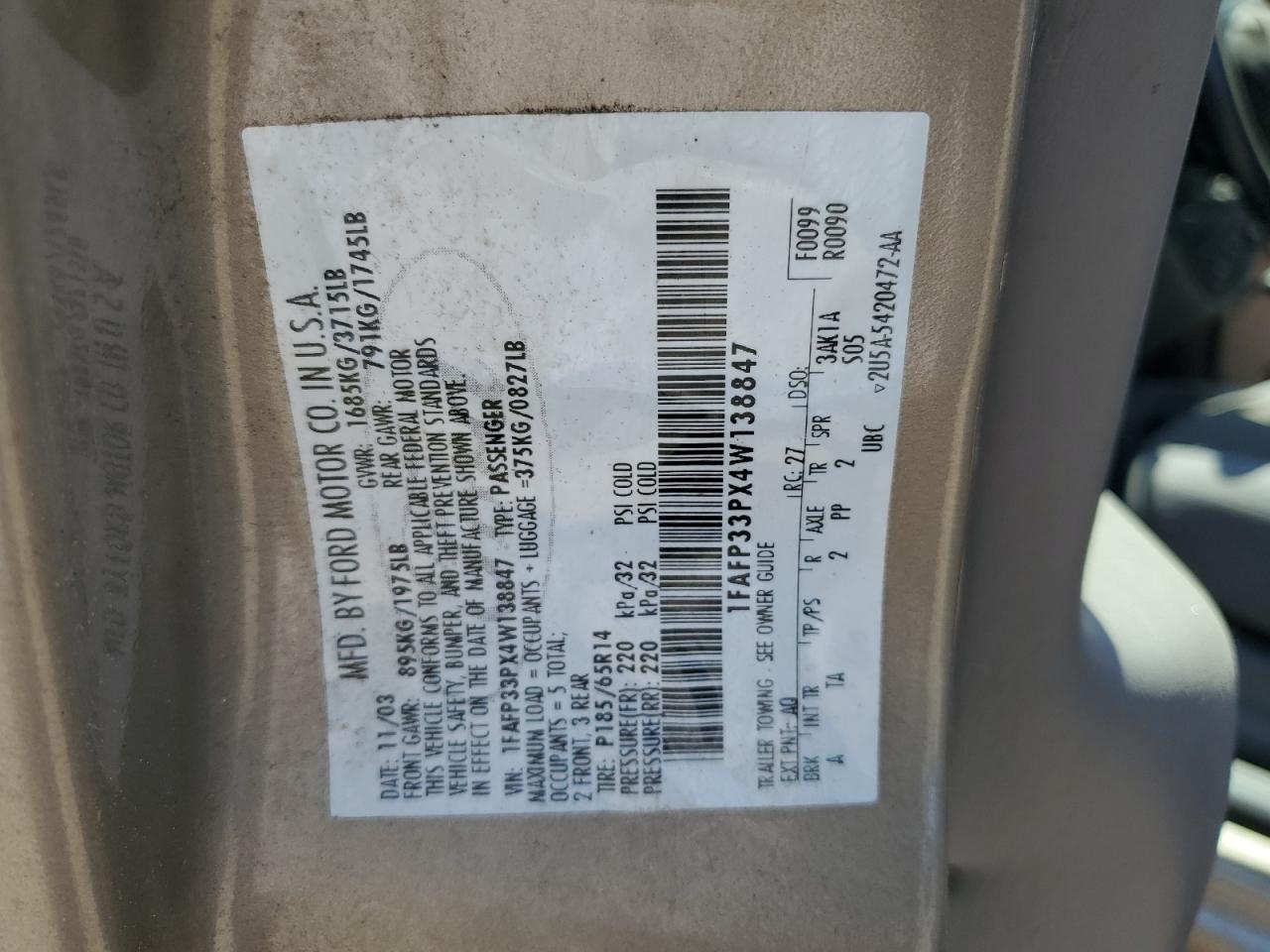 1FAFP33PX4W138847 2004 Ford Focus Lx