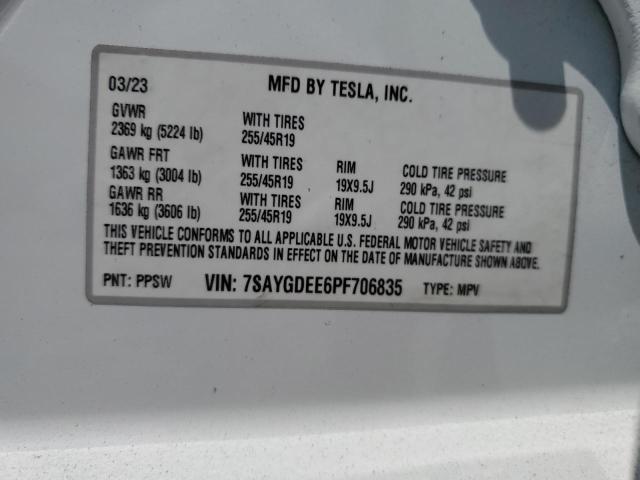 7SAYGDEE6PF706835 2023 Tesla Model Y