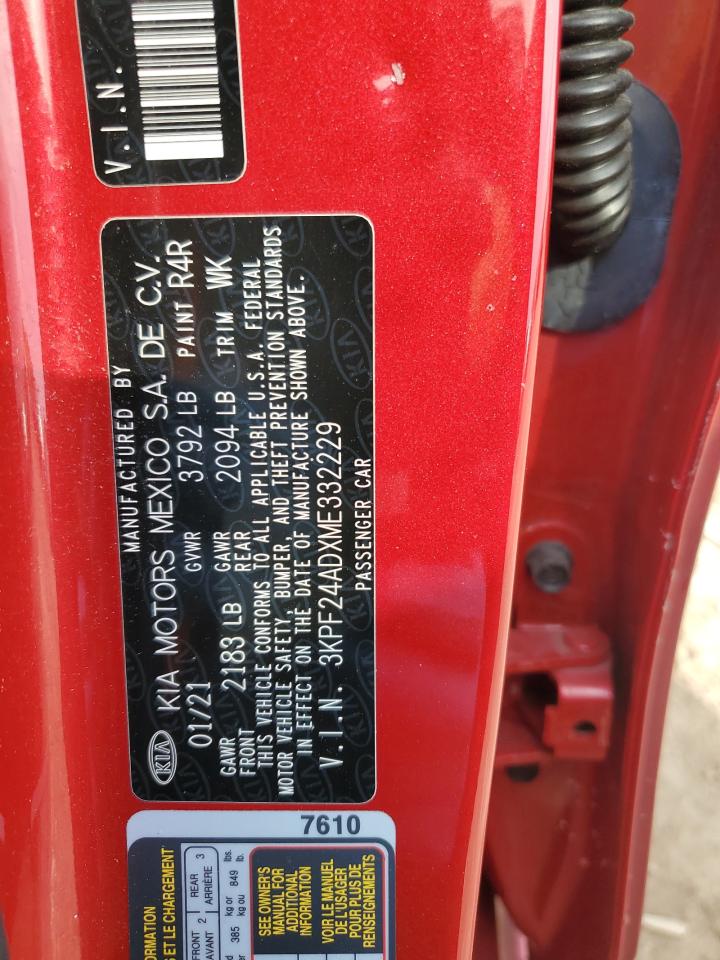 3KPF24ADXME332229 2021 Kia Forte Fe