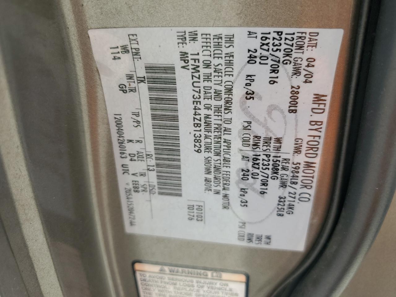 1FMZU73E44ZB13829 2004 Ford Explorer Xlt