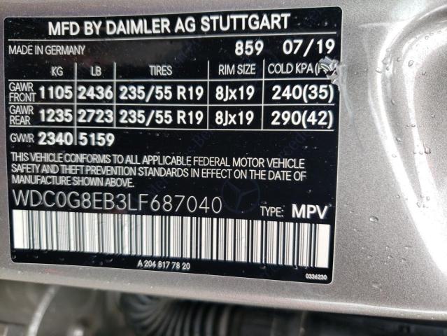 2020 Mercedes-Benz Glc 300 4Matic VIN: WDC0G8EB3LF687040 Lot: 54938364