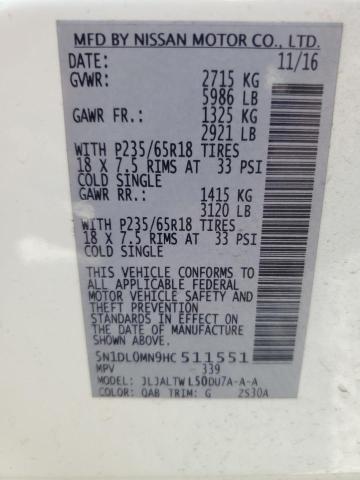 2017 Infiniti Qx60 VIN: 5N1DL0MN9HC511551 Lot: 55617294