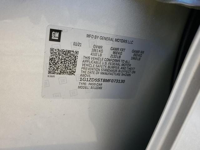 2021 CHEVROLET MALIBU LT - 1G1ZD5ST8MF073130