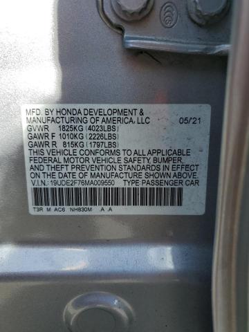 19UDE2F76MA009550 2021 Acura Ilx Premium