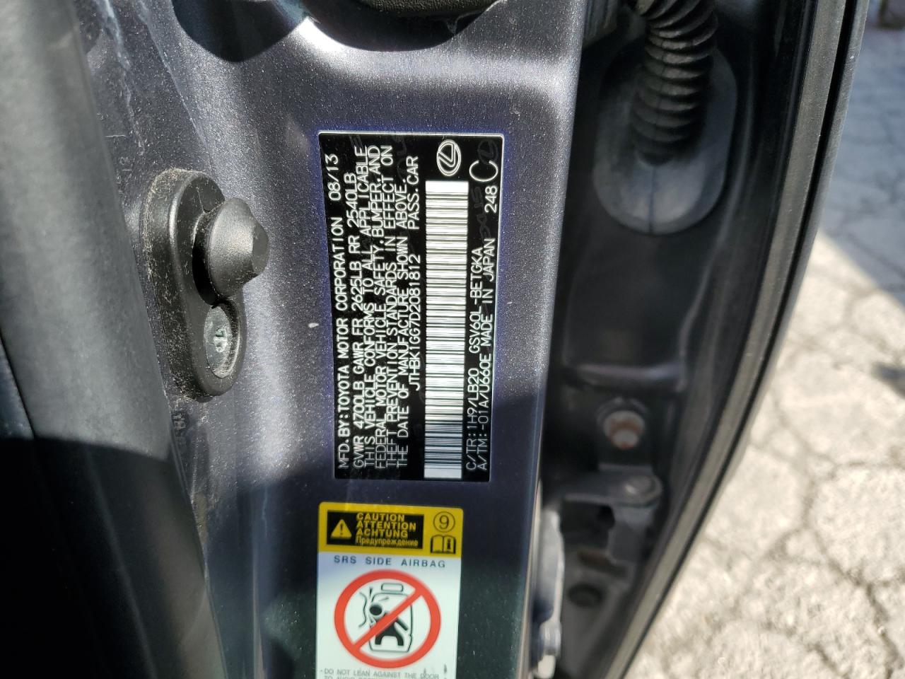 JTHBK1GG7D2081812 2013 Lexus Es 350