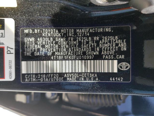 VIN 4T1BF1FK0FU010997 2015 Toyota Camry, LE no.12