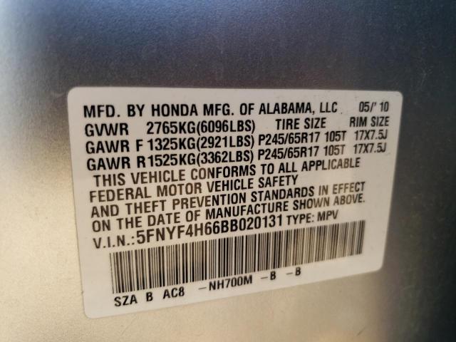 2011 Honda Pilot Exl VIN: 5FNYF4H66BB020131 Lot: 54997114