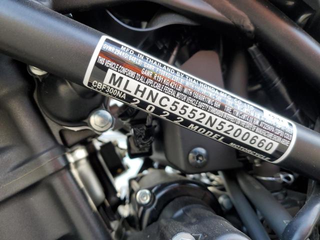 2022 HONDA CBF300 NA MLHNC5552N5200660