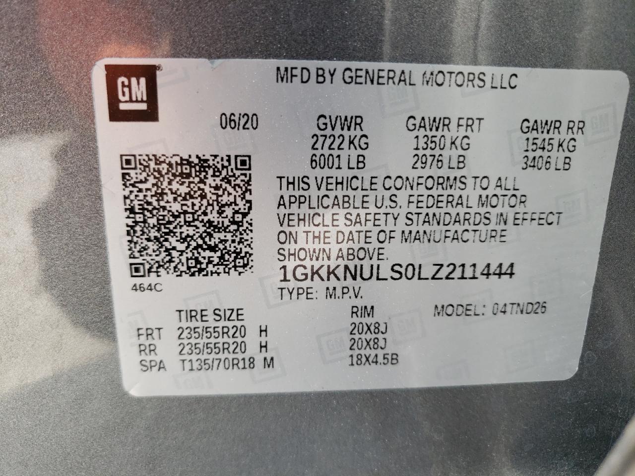 2020 GMC Acadia Slt vin: 1GKKNULS0LZ211444