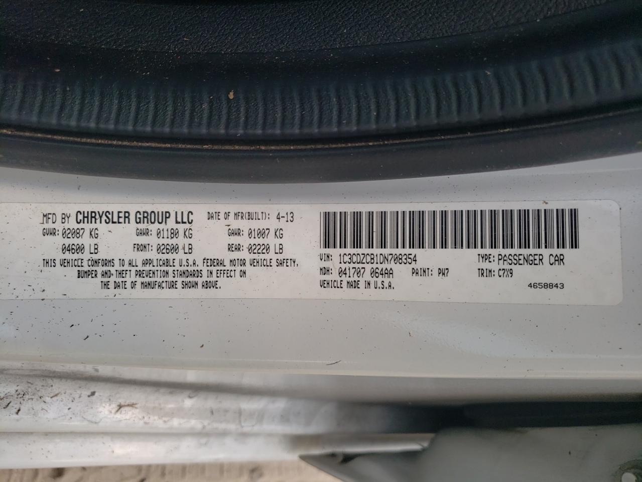 1C3CDZCB1DN708354 2013 Dodge Avenger Sxt