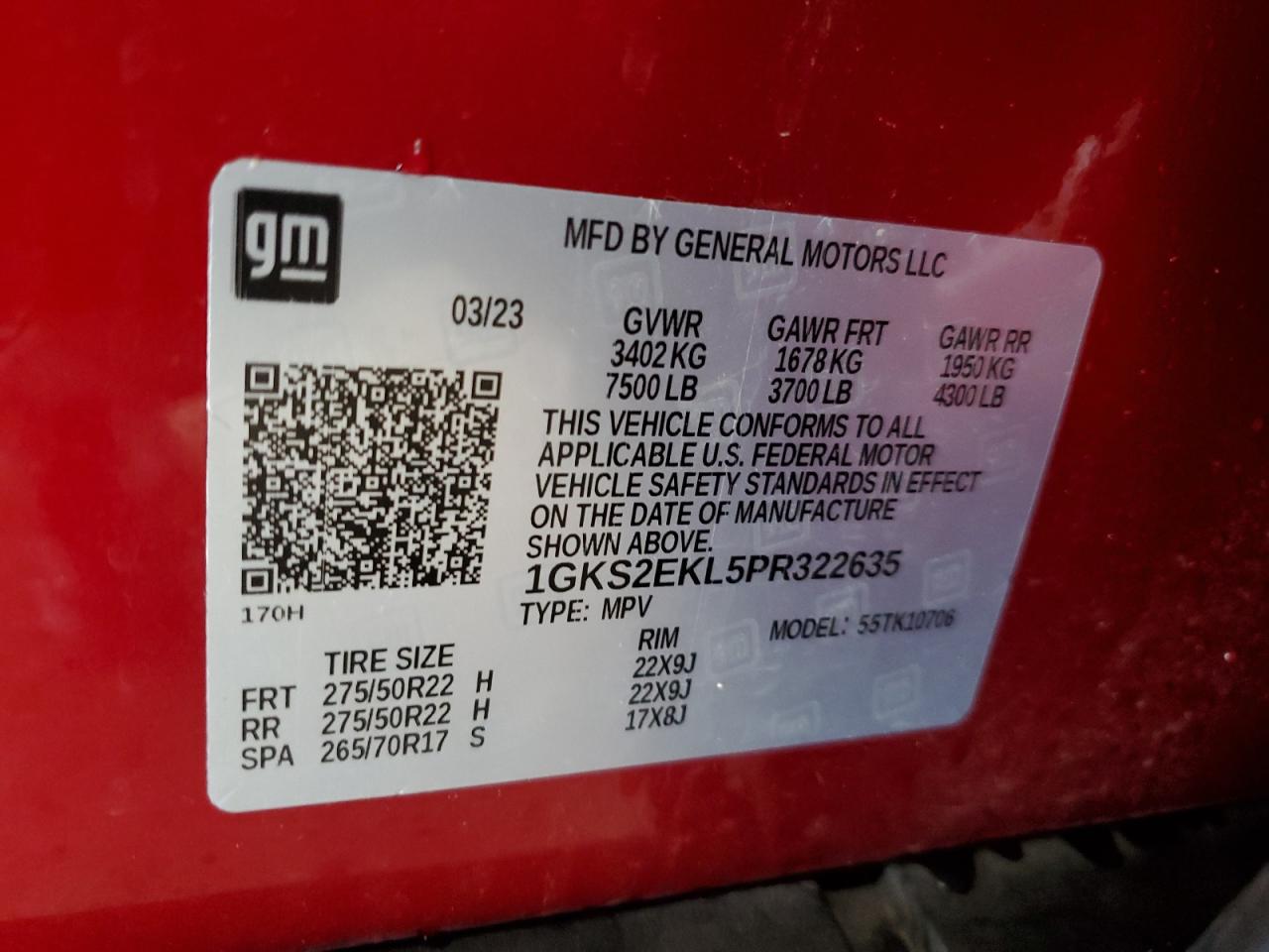 1GKS2EKL5PR322635 2023 GMC Yukon Denali Ultimate