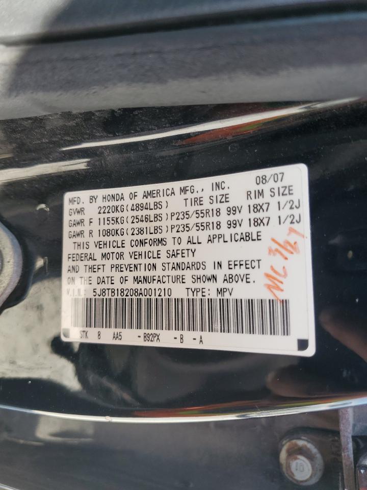 5J8TB18208A001210 2008 Acura Rdx