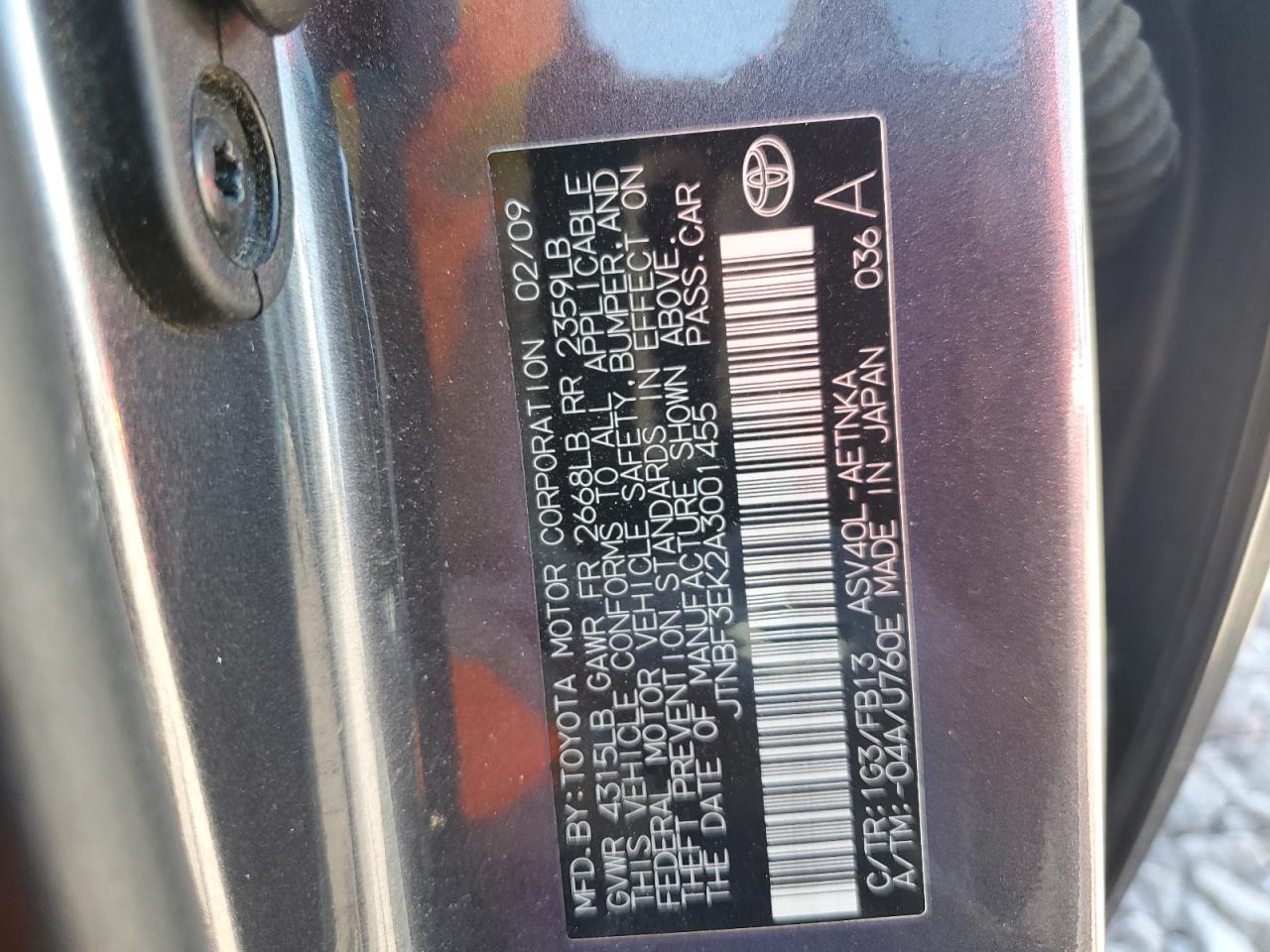 JTNBF3EK2A3001455 2010 Toyota Camry Base