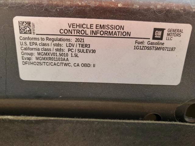 2021 Chevrolet Malibu Lt VIN: 1G1ZD5ST5MF071187 Lot: 56030554