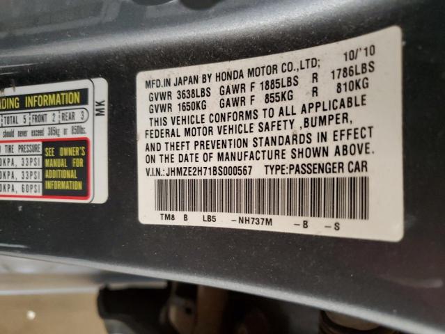 2011 Honda Insight Ex VIN: JHMZE2H71BS000567 Lot: 53943944