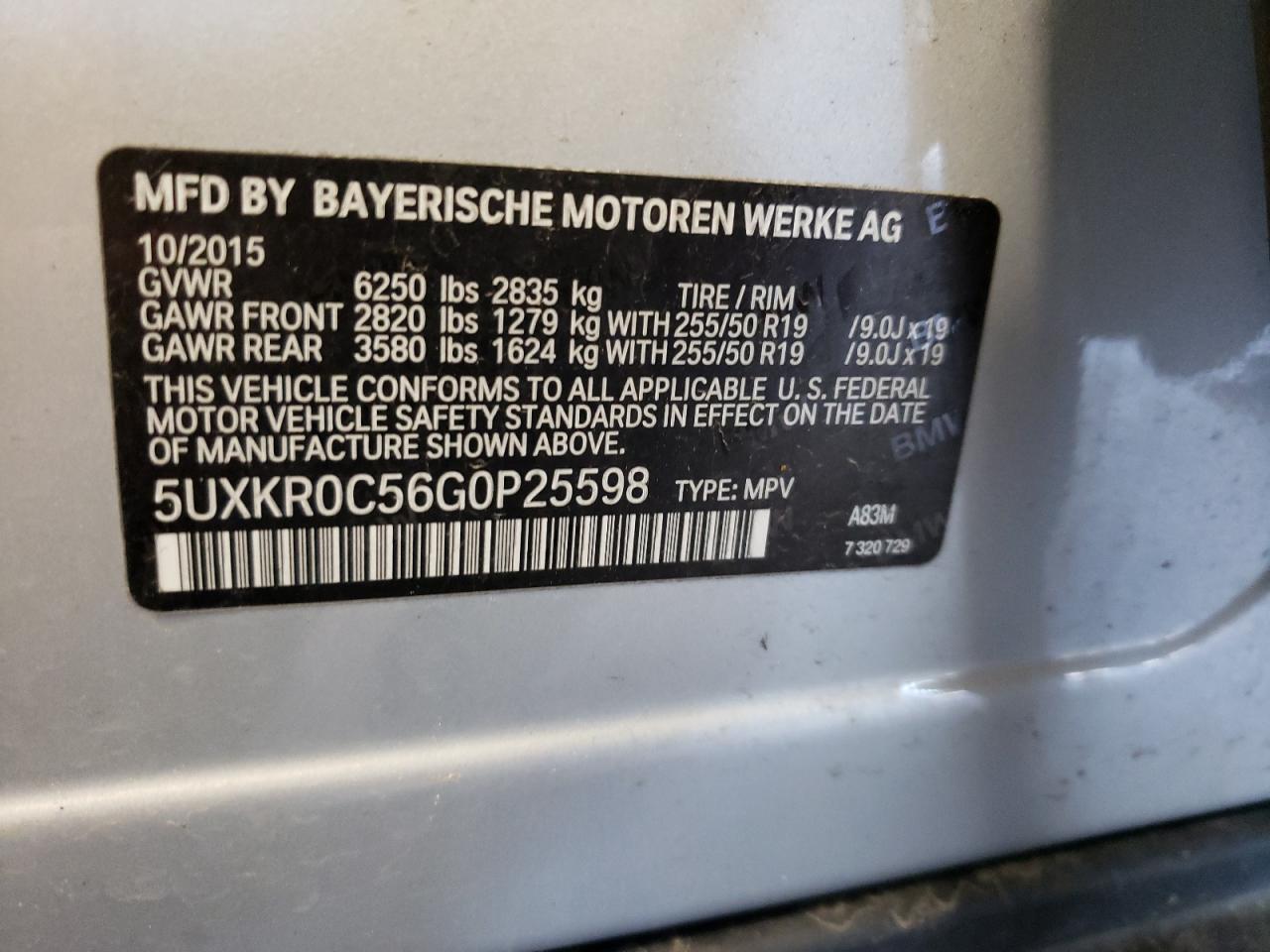 5UXKR0C56G0P25598 2016 BMW X5 xDrive35I