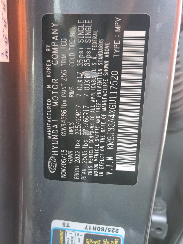 KM8J33A4XGU117520 2016 Hyundai Tucson Limited