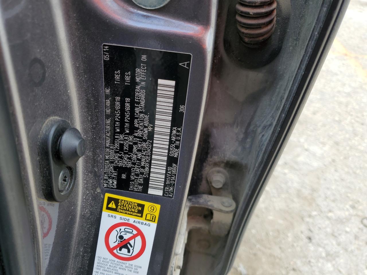 5TDBKRFH2ES045272 2014 Toyota Highlander Le