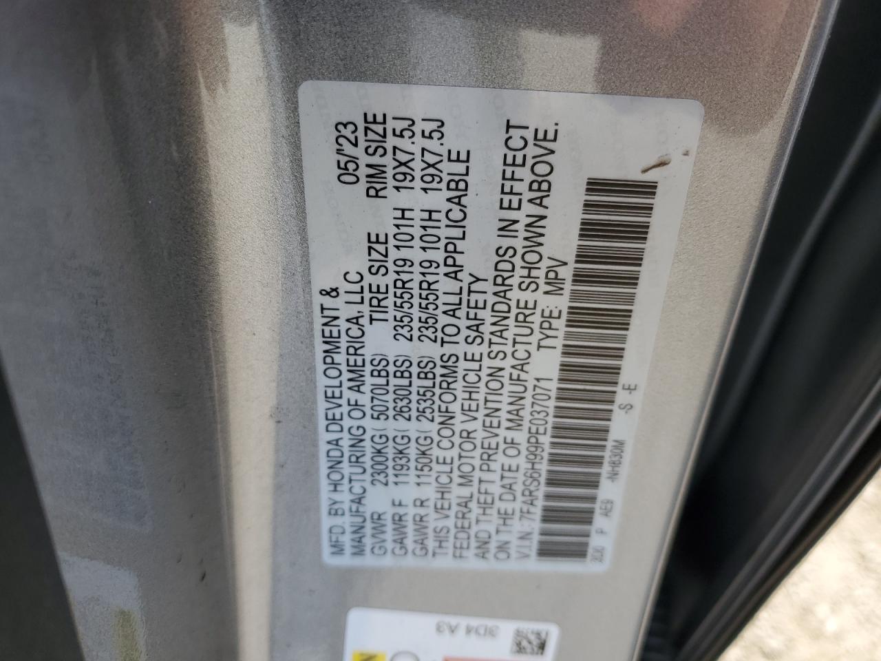 7FARS6H99PE037071 2020 Honda Cr-V Sport Touring