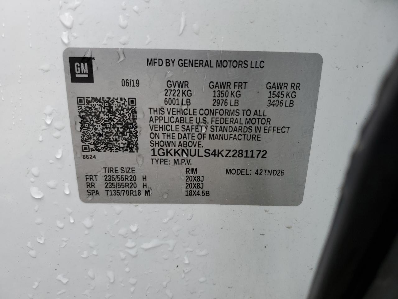 1GKKNULS4KZ281172 2019 GMC Acadia Slt-1