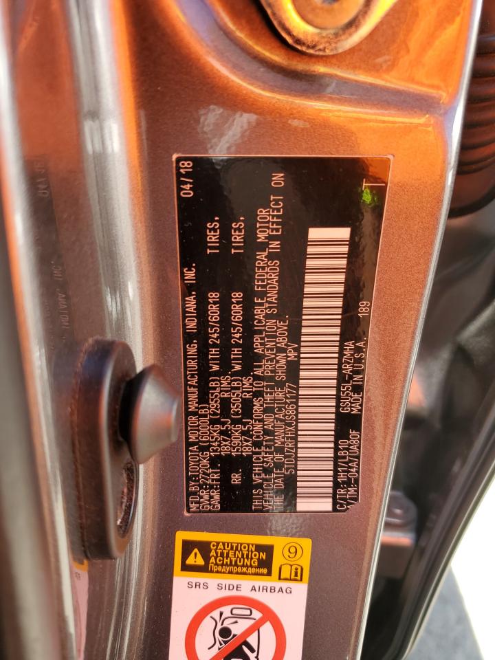 5TDJZRFHXJS861177 2018 Toyota Highlander Se