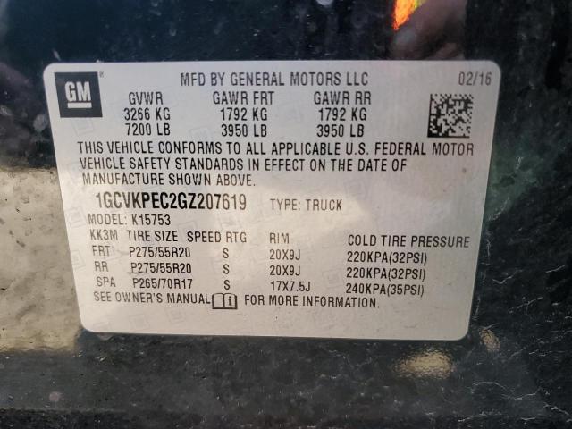 2016 Chevrolet Silverado K1500 Custom VIN: 1GCVKPEC2GZ207619 Lot: 54701804