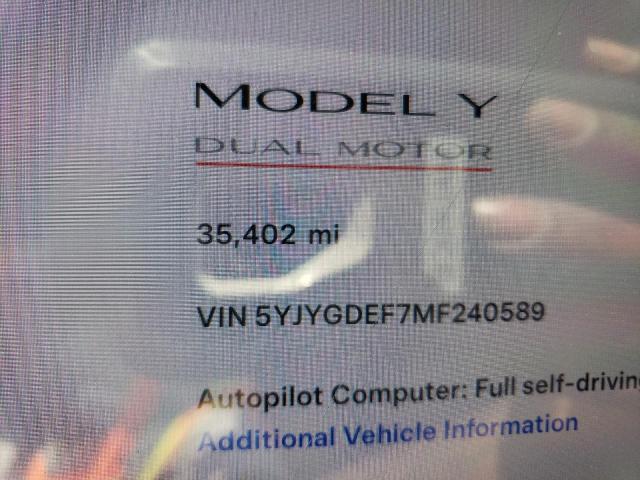 2021 Tesla Model Y VIN: 5YJYGDEF7MF240589 Lot: 55722904