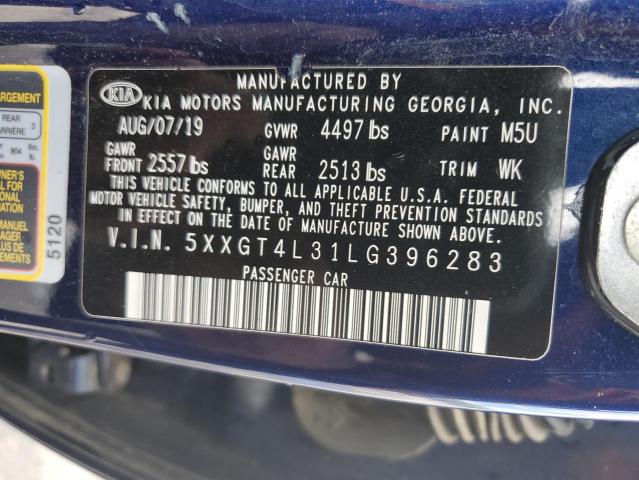 2020 Kia Optima Lx VIN: 5XXGT4L31LG396283 Lot: 55037524