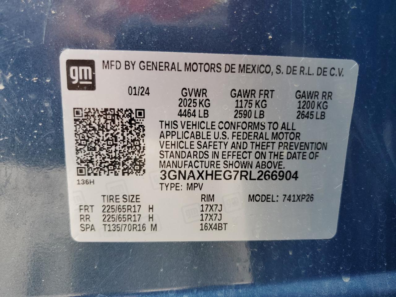 3GNAXHEG7RL266904 2024 Chevrolet Equinox Ls