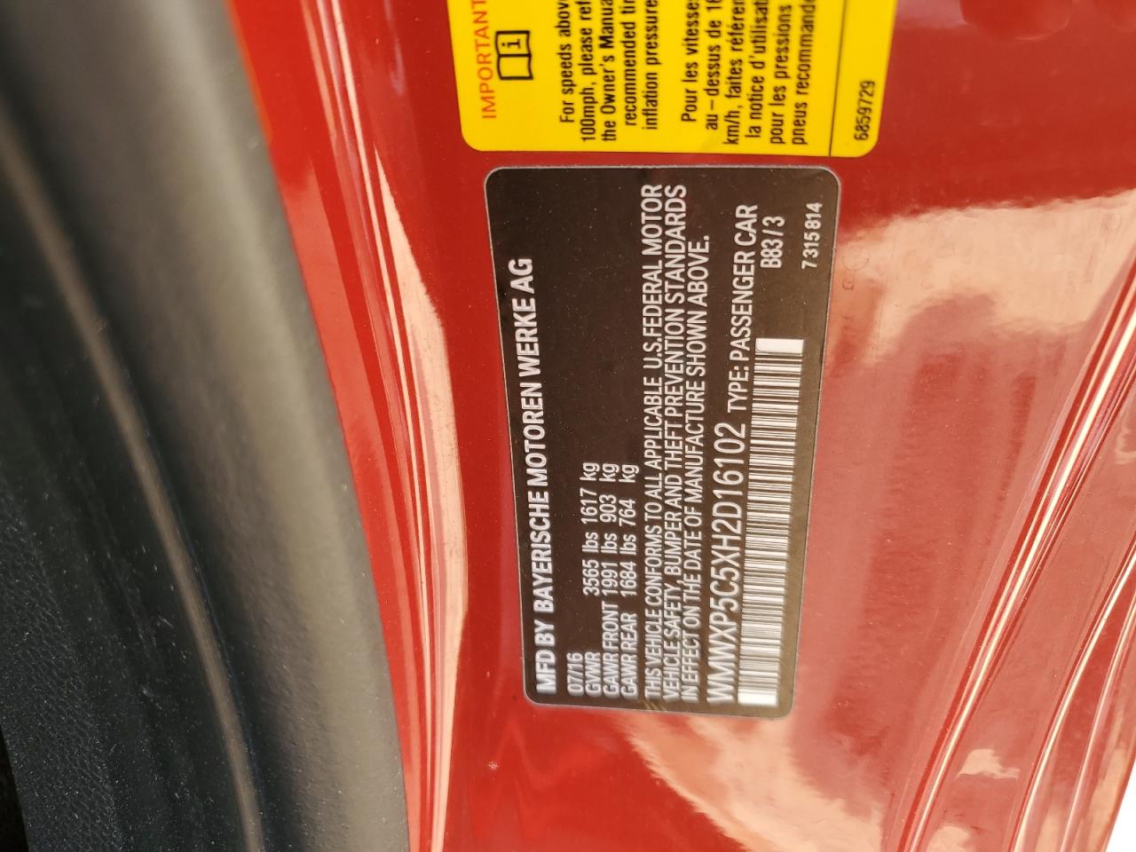 WMWXP5C5XH2D16102 2017 Mini Cooper