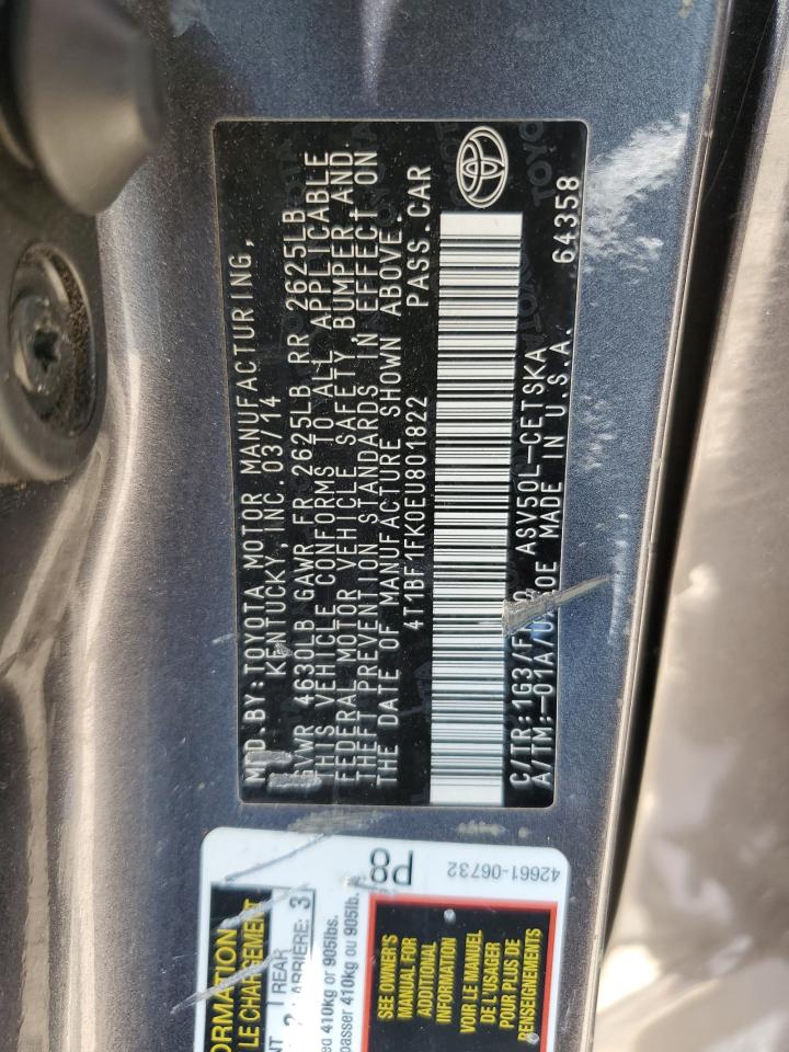 4T1BF1FK0EU801822 2014 Toyota Camry L