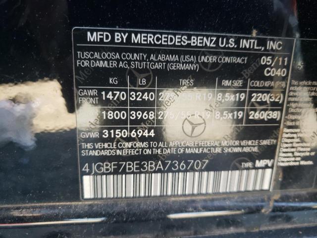 2011 Mercedes-Benz Gl 450 4Matic VIN: 4JGBF7BE3BA736707 Lot: 52871034