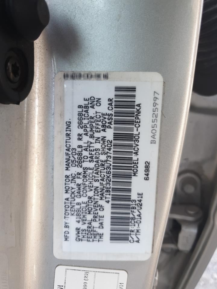 4T1BE32K63U737402 2003 Toyota Camry Le